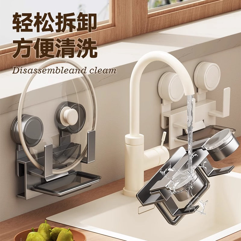 Pot lid rack No punching Wall-mounted No punching Household goods Daquan Knife holder Hanger Drain Multifunctional storage rack
