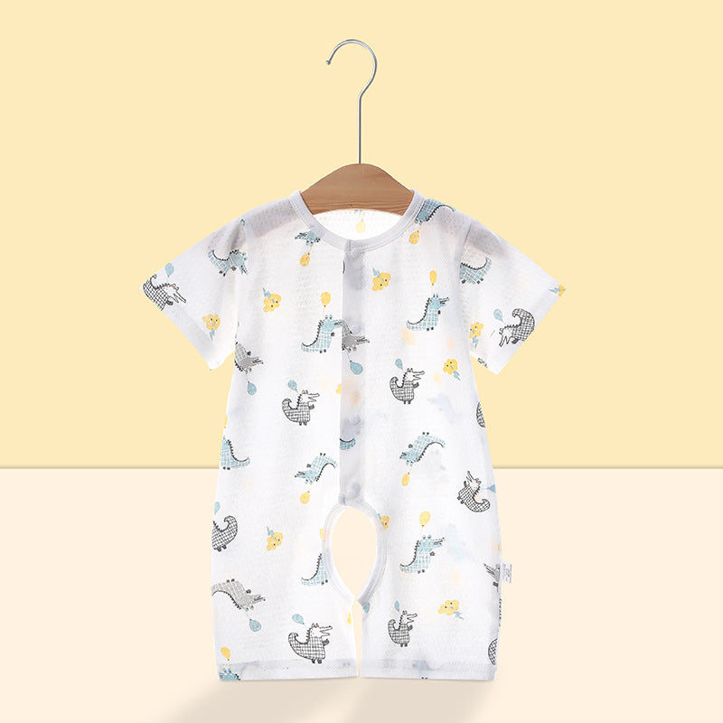 Baby short-sleeve romper with open crotch - summer outfit for infants and toddlers - class a pure cotton thin summer clothes - baby onesie for summer