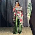 European and american cross-border women's fashion:  summer new collection - stylish printed drawstring longline shirt and wide-leg pants casual set