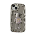 Electroplated mirror finish apple 16 pro violent bear stand phone case iphone xr/11 creative minimalist soft cover