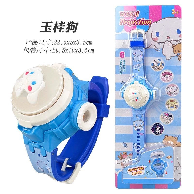 Tiktok live stream rotating colorful lights music hello kitty unicorn cartoon children's toy watch flip cover toy watch gift