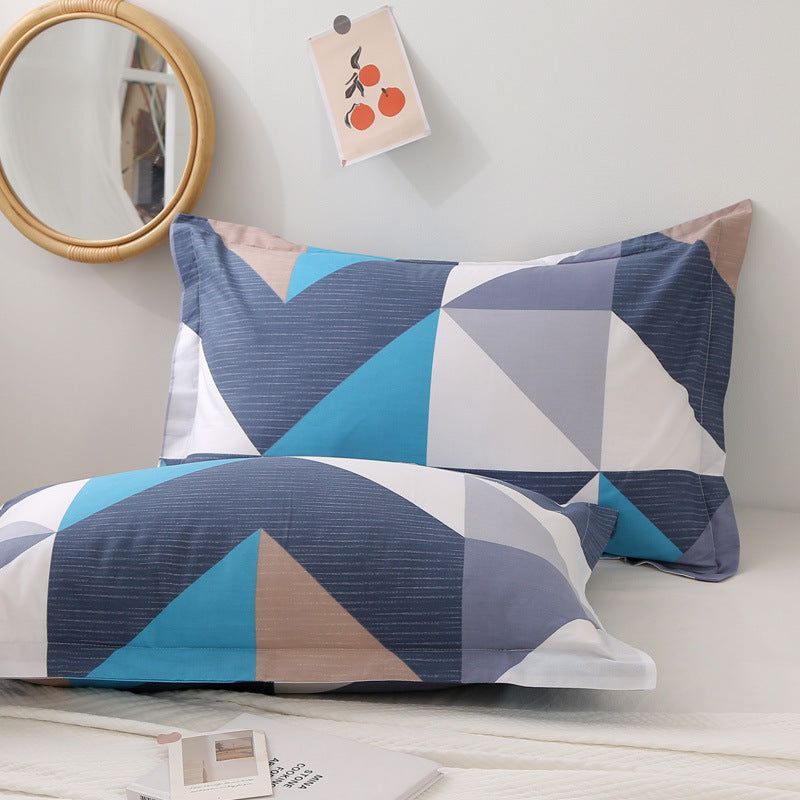 Pair of 100% cotton pillowcases - single size, perfect for home, dorm, or student use - simple print design - wholesale direct from factory