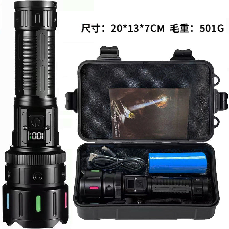 Cross-border long battery life strong light flashlight rechargeable outdoor convenient emergency lighting zoom long-range tactical flashlight