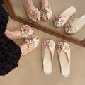 Baotou half slippers for women outwear2025 spring and summer new arrivalfashion flower fairy style with skirt flats sandals