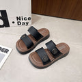 Thick sole sandals and slippers for women summernew arrival birkenstock shoes lazy outwearnon-slip one-line slippers fashion square buckle easiest for match women