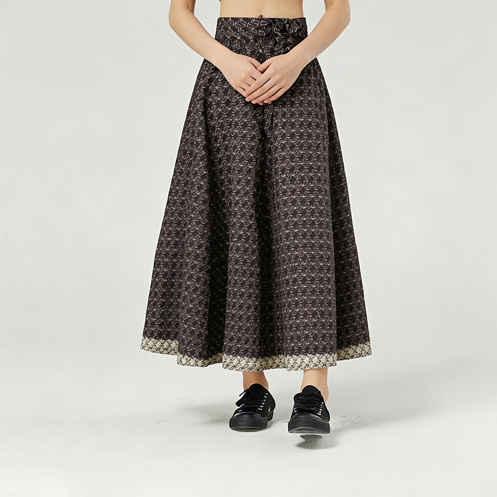 Fashion   skirt long african women's a-line tie back waist slimming look wax cloth large swing skirt