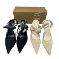 Za new 2024 summer french pointed-toe stiletto heel pumps, patchwork satin, back-tie, pink fashion flats for women