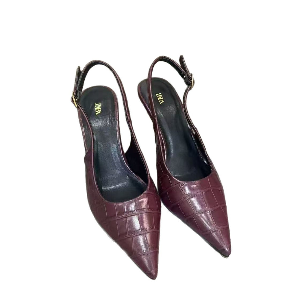 Za2026new arrival pointed toe stiletto pumps high heels back empty back strap fashion sandals accessible luxuryfashion high heels