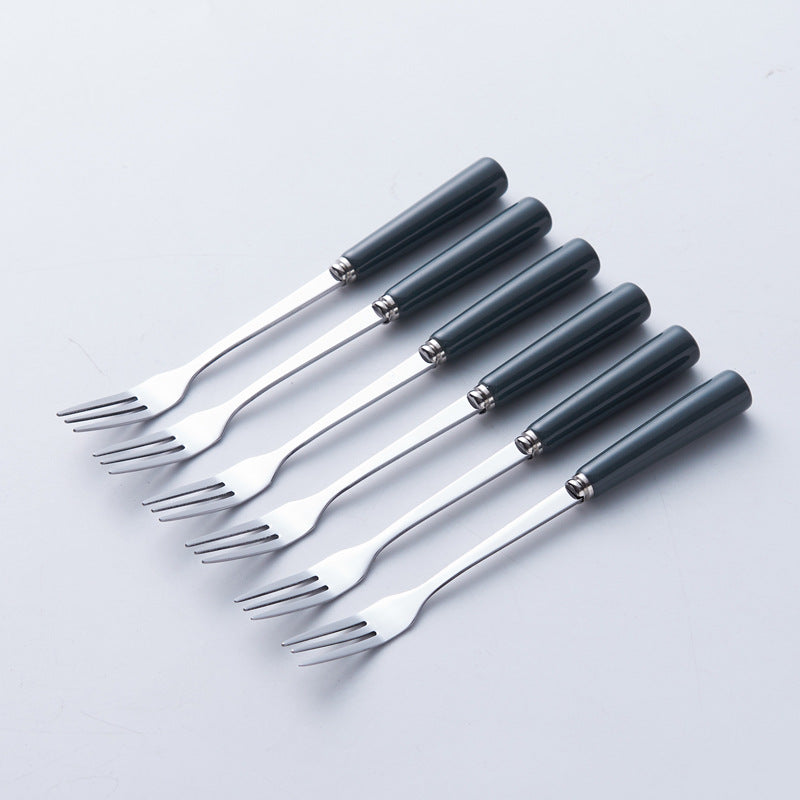 Stainless steel fruit fork set with premium ceramic storage jar, fruit picks, home watermelon forks, and stylish spoons