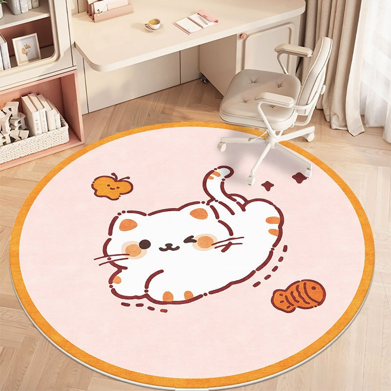 Cute kuromi round rug for living room, computer chair mat for study, foot pad for dressing table in cloakroom, bedside blanket for bedroom