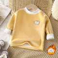 Kidsheattechtops boys and girlsfall and winter bottom shirt baby thickened pajamas children's fleece-linedlong sleeves autumn clothes