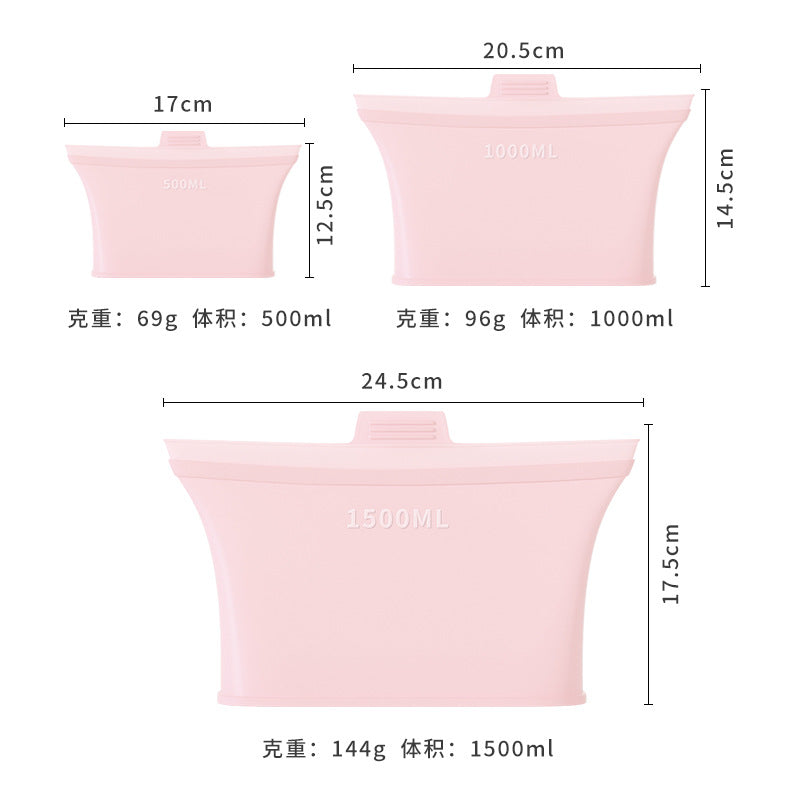 Food-grade silicone fresh-keeping bags, household fruit storage bags, refrigerator freezer sealing bags, leak-proof storage, cross-border hot seller