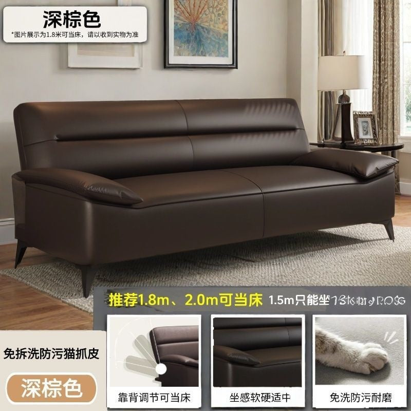 Cat scratch leather sofa bed all-in-one dual-purpose small apartment foldable sofa bed rental room three-person casual sofa bed