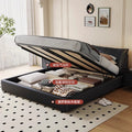 Source factory black leather bed italian normcore master bedroom upholstered double bed storage air pressure high box storage bed