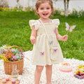 Girls' ruffle sleeve butterfly bag dress
