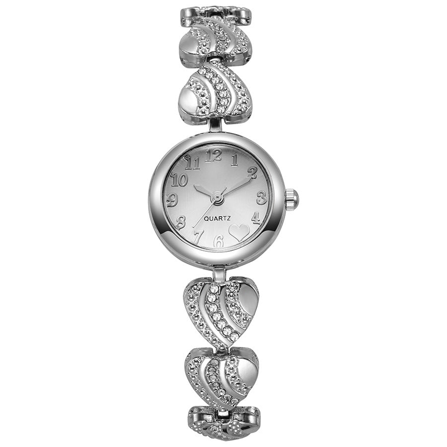 New women's heart-shaped bracelet watch - cross-border hot seller, quartz movement, petite diamond-accented watch bracelet, wholesale from manufacturer