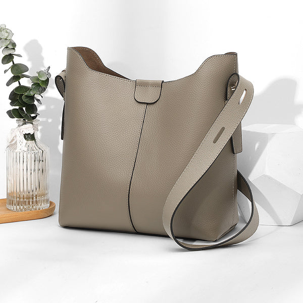 Soft leather bucket bag women's 2025 new autumn commuter versatile cowhide shoulder bag large-capacity casual women's bag