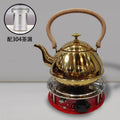 Thickened stainless steel wood grain handle teapot water kettle food grade commercial classic stainless steel teapot cross-border
