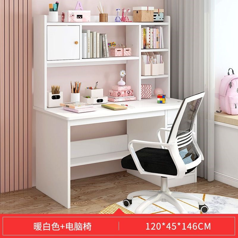 Children's study desk home desk bookshelf integrated elementary school student simple writing desk bedroom computer desk and chair set