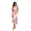 women's clothing,  summer new arrivals: elegant and chic solid color one-shoulder ribbon tie bodycon mini dress, wholesale for international trade