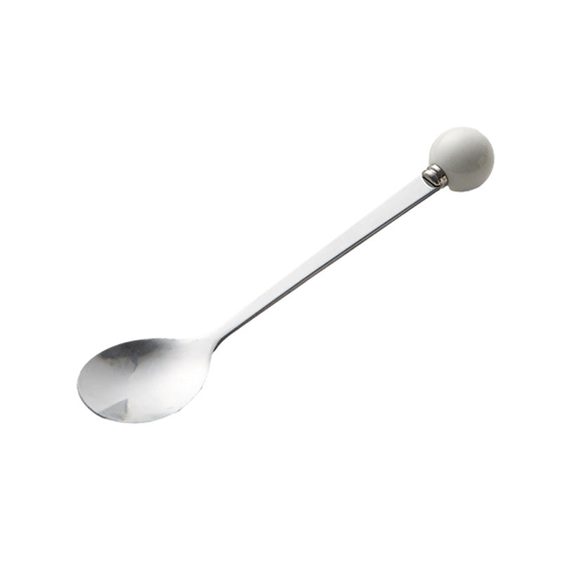 Accessible luxury ceramic ball fruit fork for home stainless steel spoon multi-purpose dessert spoon good-looking glazed pastry fork