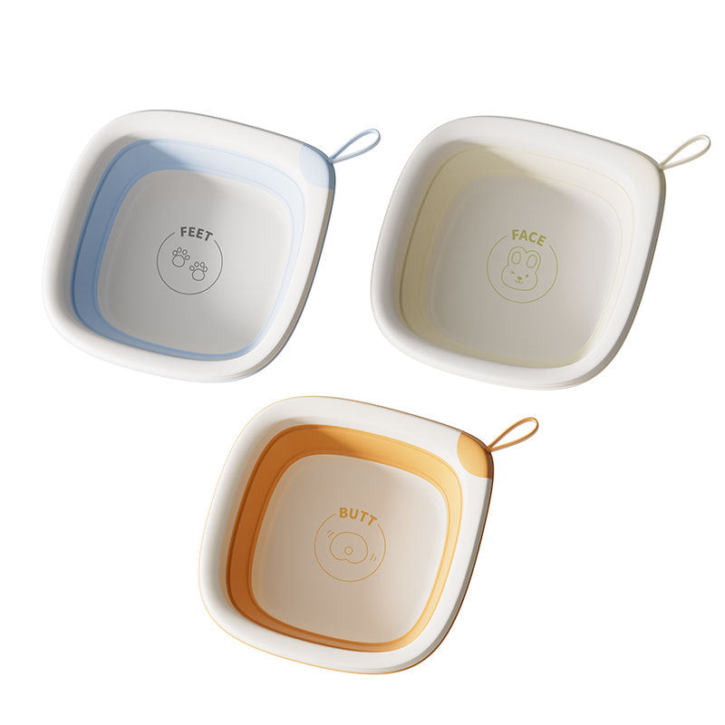 Baby face wash foldable basin can be hung newborn children's wash bottom foot basin baby special foldable small basin