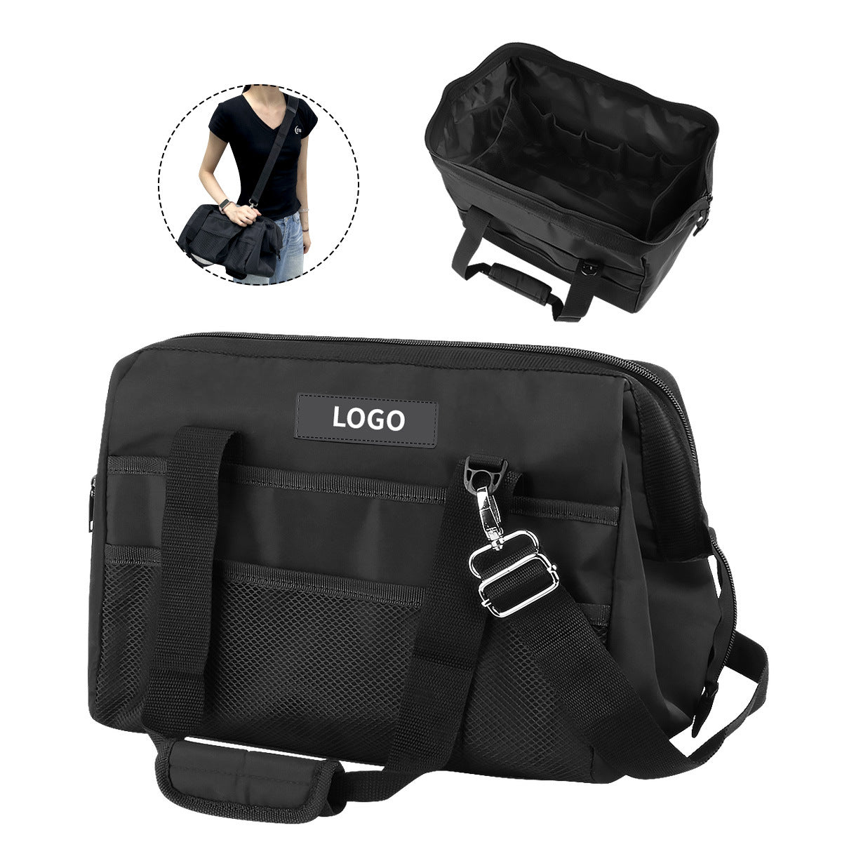 Professional hairdressing tool bag, travel bag, portable messenger shoulder storage bag, tool bag, portable large-capacity handbag.