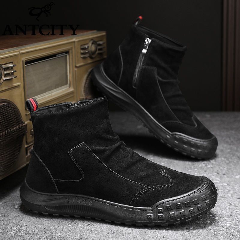 2024 hot-selling high-top anti-slip wear-resistant casual work shoes for men - waterproof, odor-resistant, thick-soled, comfortable, and lightweight, ideal for construction sites