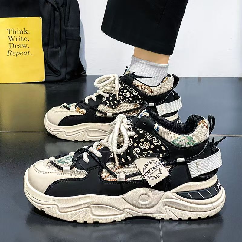 Men's shoes 2025 new spring collection: youth casual running sneakers, student platform shoes, non-slip dad shoes, trendy footwear for men