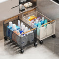 Bathroom cabinet under storage rack laundry detergent bathroom wheeled storage basket wash basin under washbasin movable storage rack