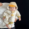 Winter baby medium-thick outwear bodysuit, warm fleece-lined romper, newborn cartoon onesie