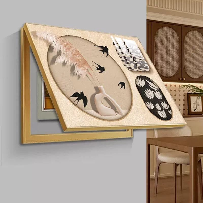 Medieval style meter box decorative painting household occlusion distribution box power box switch box signal box no punching pictures