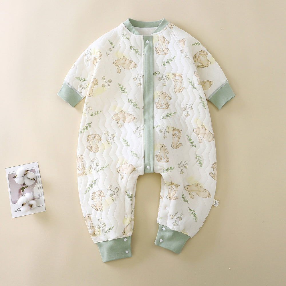 Pure cotton type a boys and girls sleeping bag fall and winter style quilted split-leg zipper infant sleeping bag baby romper
