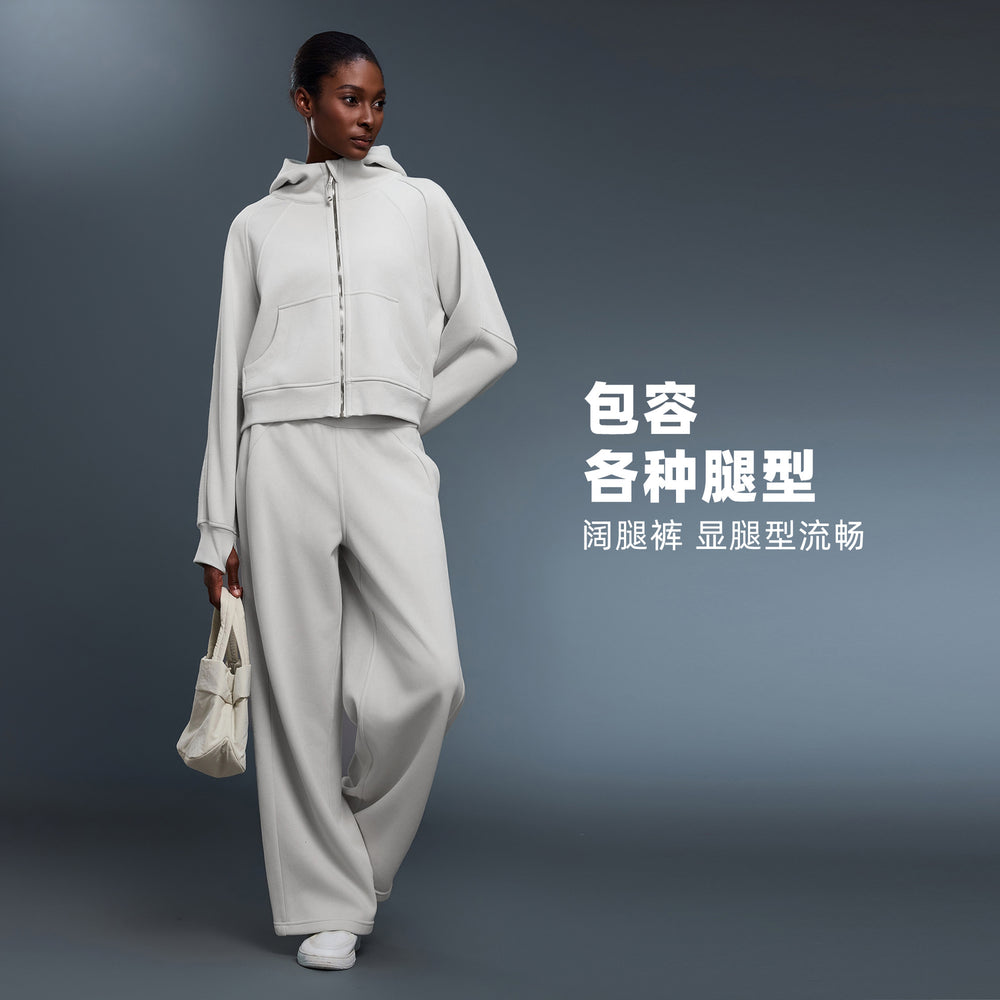 Women's fall/winter fleece-lined thickened straight-leg wide-leg pants - loose fit, warm, slimming, casual, and athletic long pants d25133