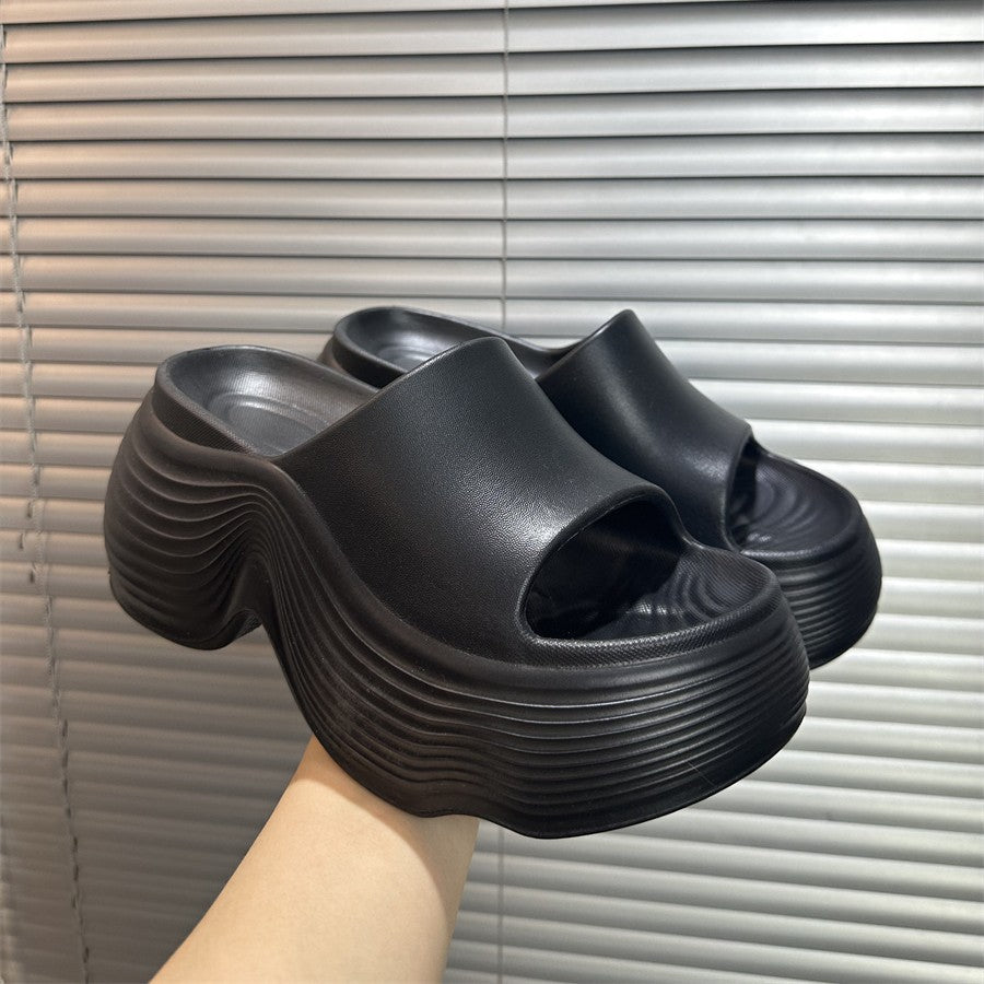Thick sole thick heel slippers for women summer outwearthick sole shit feeling 2025new arrivalsummer popular beach sandals