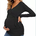 fashion trendy mom cross v-neck nursing t-shirt maternity top - in stock, relaxed fit