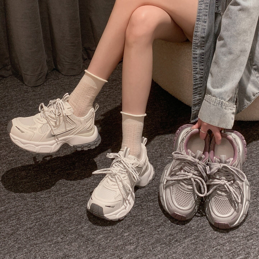 Thick sole heightened dad shoes women's 2026new arrivalspring sports casual shoes best selling petites mesh women's shoes