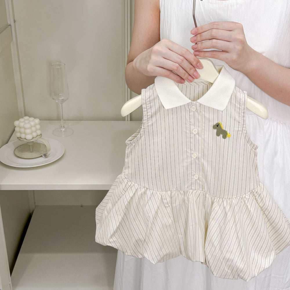 preppy style dress for girls, casual polo collar pleated skirt princess dress, tank dress - dropshipping available
