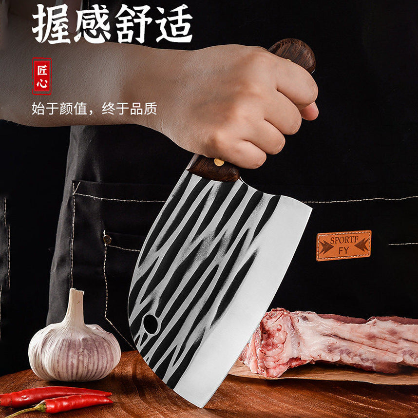 Longquan kitchen knife for home knife kitchen forged cutting dual-purpose round head sharp bone chopping knife commercial fish killing knife stainless steel