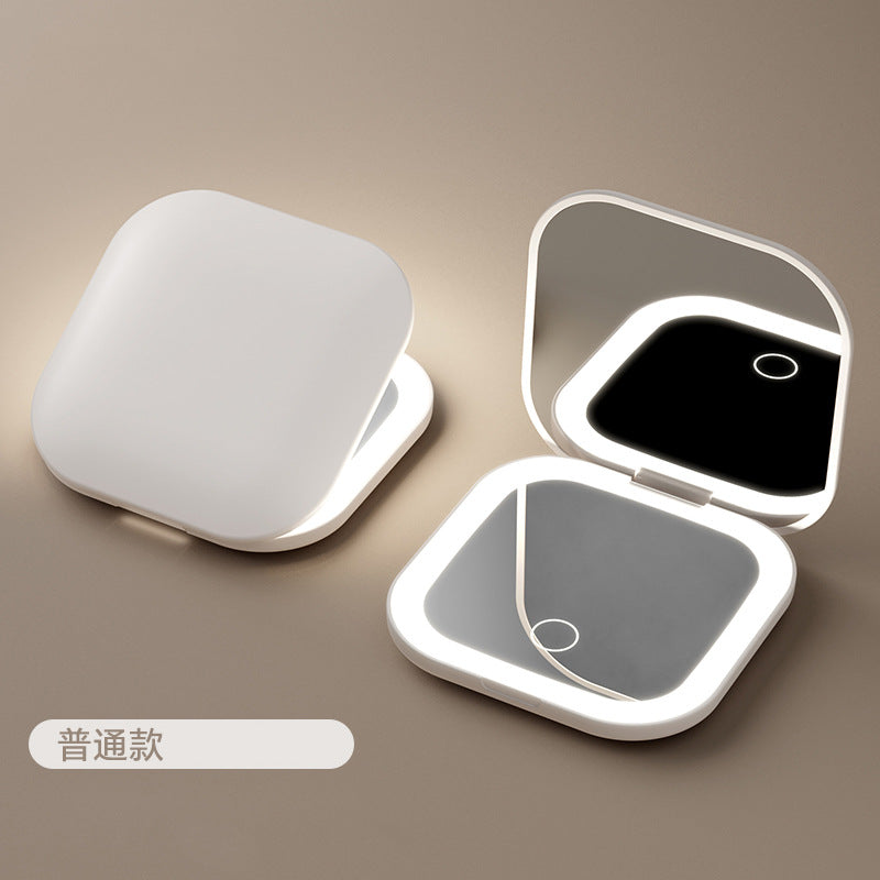 Led hd portable smart lighted makeup mirror - ladies' handheld vanity mirror - travel folding compact mirror
