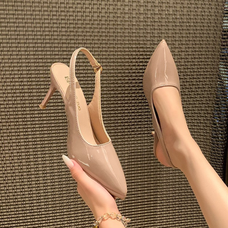 Nude french pure lust style high heels women's stilettos 2025 spring and summer new arrivalsexyelegant pointed toe plus sizeflats women