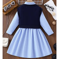 autumgirlk-stylepreppy skirttwo-piece setheartembroiderknitting vest shirt lapeldress