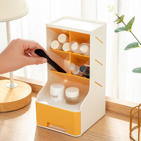 Student Desktop Storage Box Accessories Grid Lipstick Cosmetics Storage Box Drawer Plastic Makeup Brush Shelf