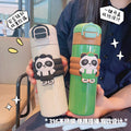 Cartoon red panda straight body insulated water bottle, 316 stainless steel, large capacity, dual-drink kids' water bottle, cute straw cup