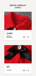 Girls' foreign trade dress set: red lapel jacket, vest dress, printed bowknot two-piece outfit for children