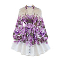 European and american cross-border chic: elegant v-neck, single-breasted, printed dress - women's slim-fit a-line mini dress, spring  collection