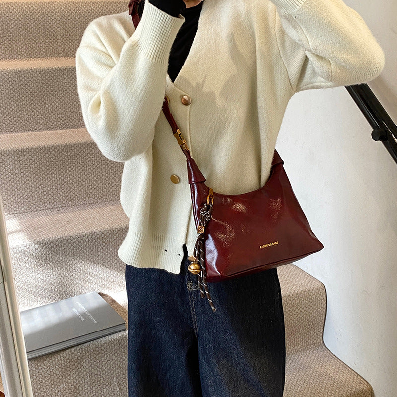 Retro hand bag women's 2025 new autumn fashion soft leather dumpling bag high-grade texture shoulder messenger bag