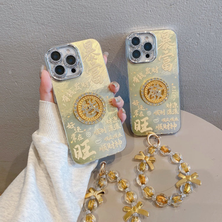 New year's wheel of fortune spinner case for apple 16 - good luck & fortune swirl design - iphone 11 full coverage lens protector case
