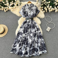 Palace style frenchniche styleeleganteleganceprintingdress women's summernew arrival waist slimming look gentle style long skirt