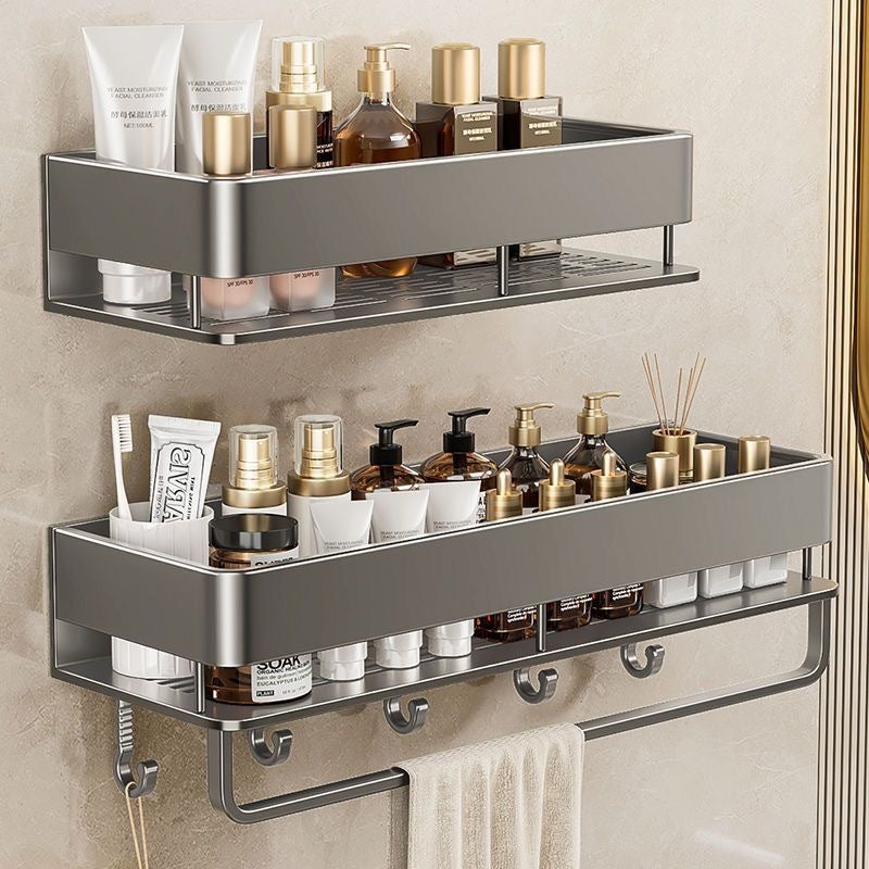 Bathroom storage rack, punch-free wall-mounted multifunctional washbasin wall space aluminum storage rack handy gadget rack